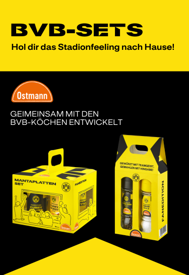 Hol dir das Stadionfeeling nach Hause! Mantaplatten- und Salz/Pfeffer-Set als BVB Fan Edition.